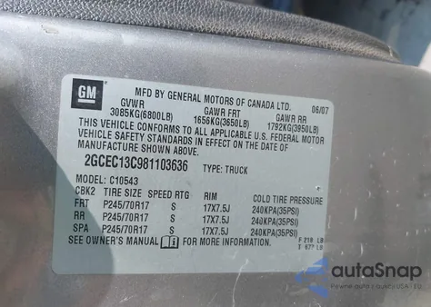 2008 Chevrolet Silverado 1500 Ls из США, поврежденный, VIN 2GCEC13C981103636